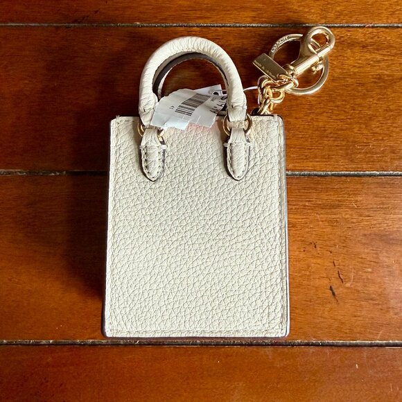 NEW Coach Chalk White North/South Mini Tote Bag Charm with Gold Hardware - Picture 3 of 8